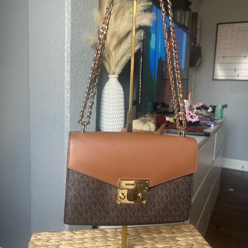 Michael Kors Brown and Gold Crossbody Bag